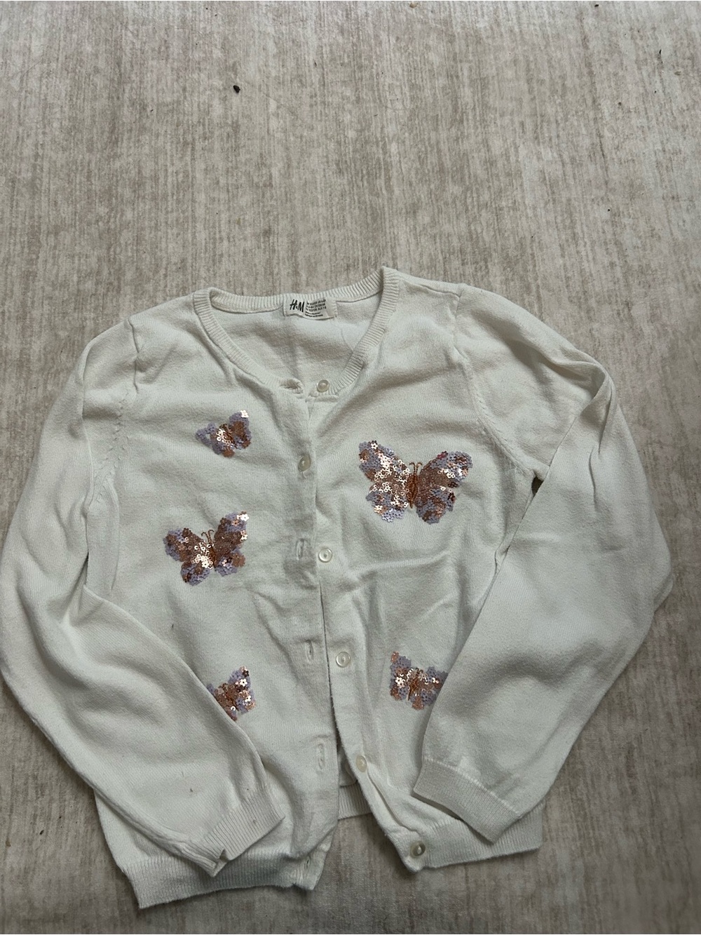 H&M White Button-Front Knit Cardigan